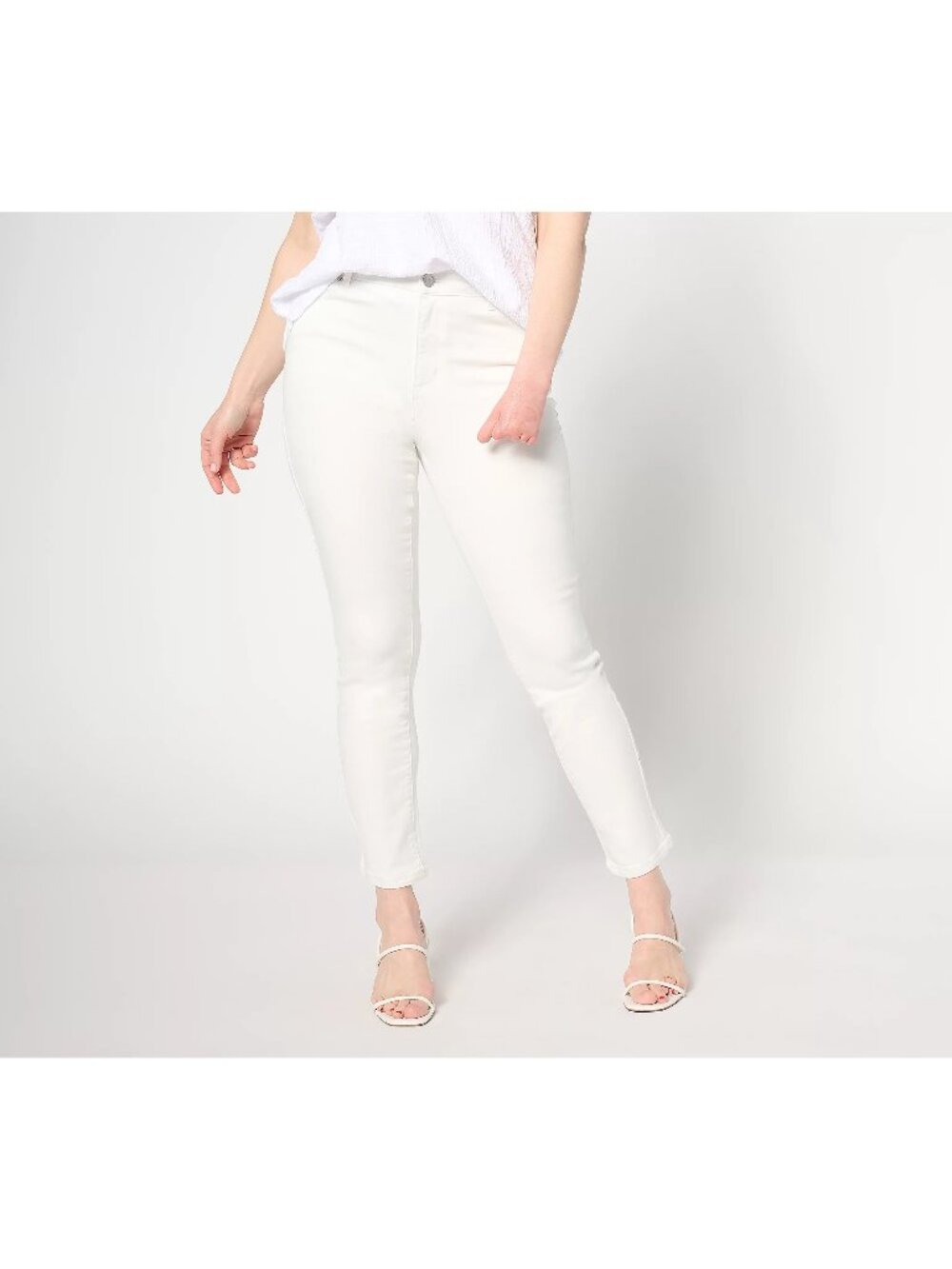 Dennis Basso Ankle Jean Size 8 Regular Colored Twill White Casual Minimalist New